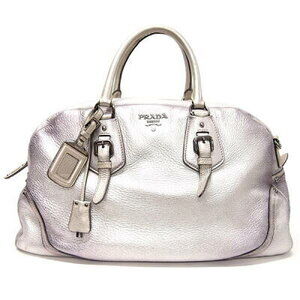 Prada Boston Bag Silver Cromo Leather Shoulder B